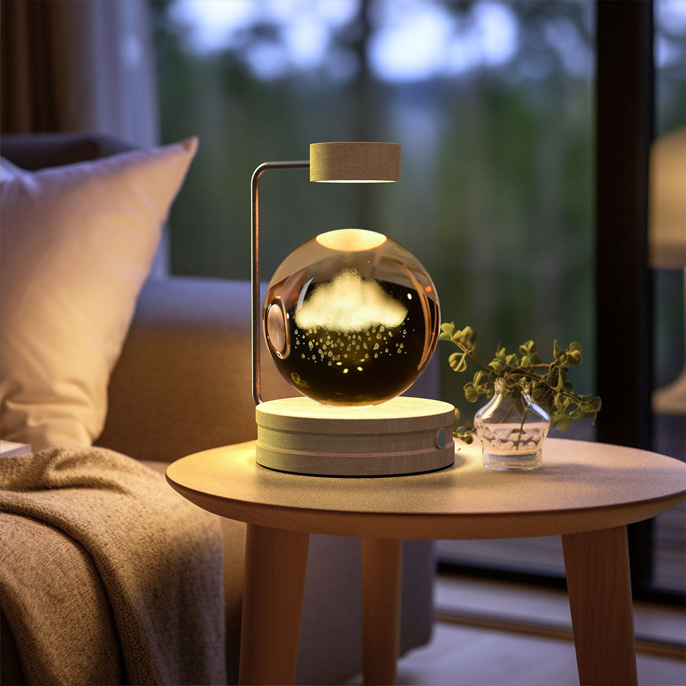 Crystal Ball Dinosaur Night Light – USB Cosmic Bedside Lamp with Warm Light, Birthday Gift