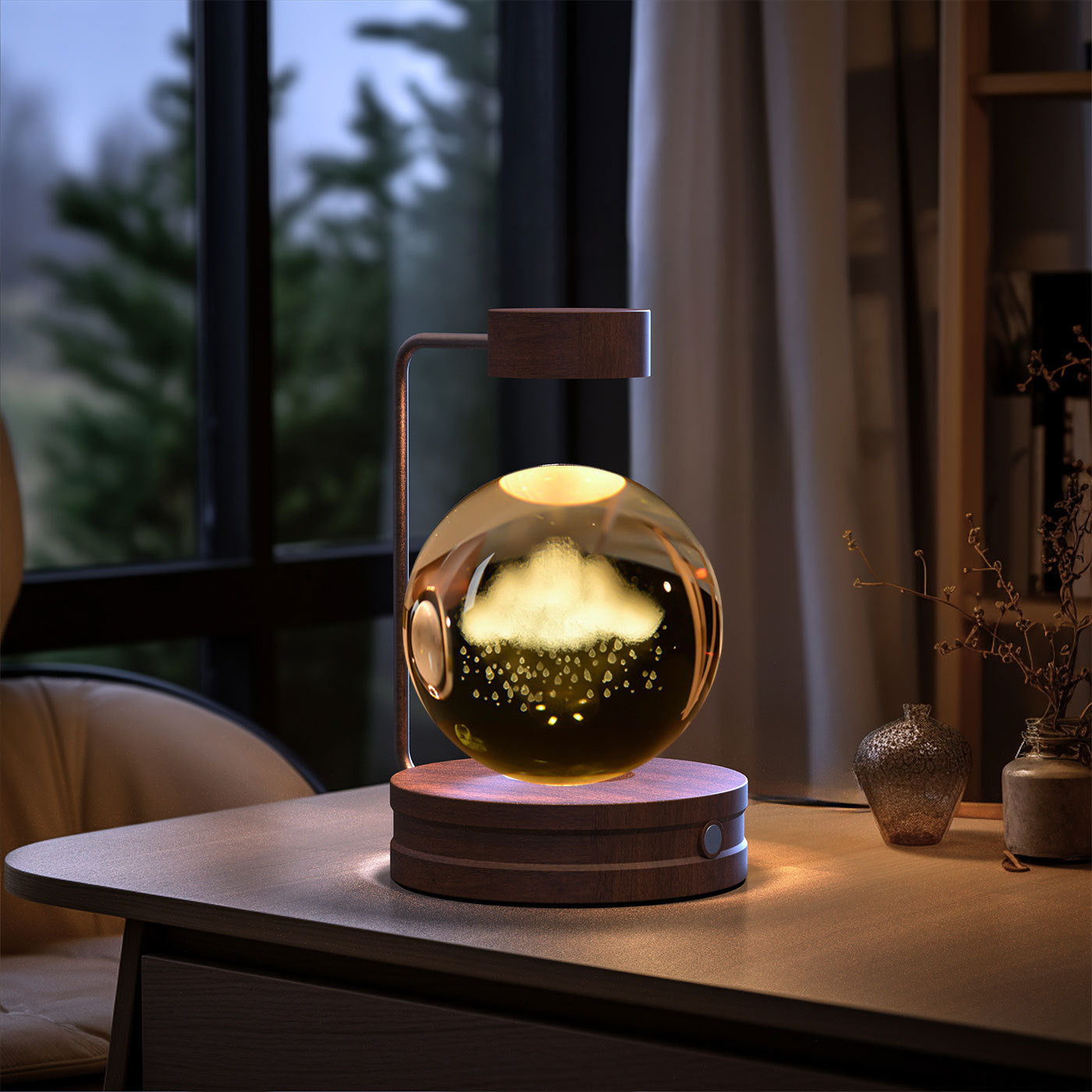 Crystal Ball Dinosaur Night Light – USB Cosmic Bedside Lamp with Warm Light, Birthday Gift