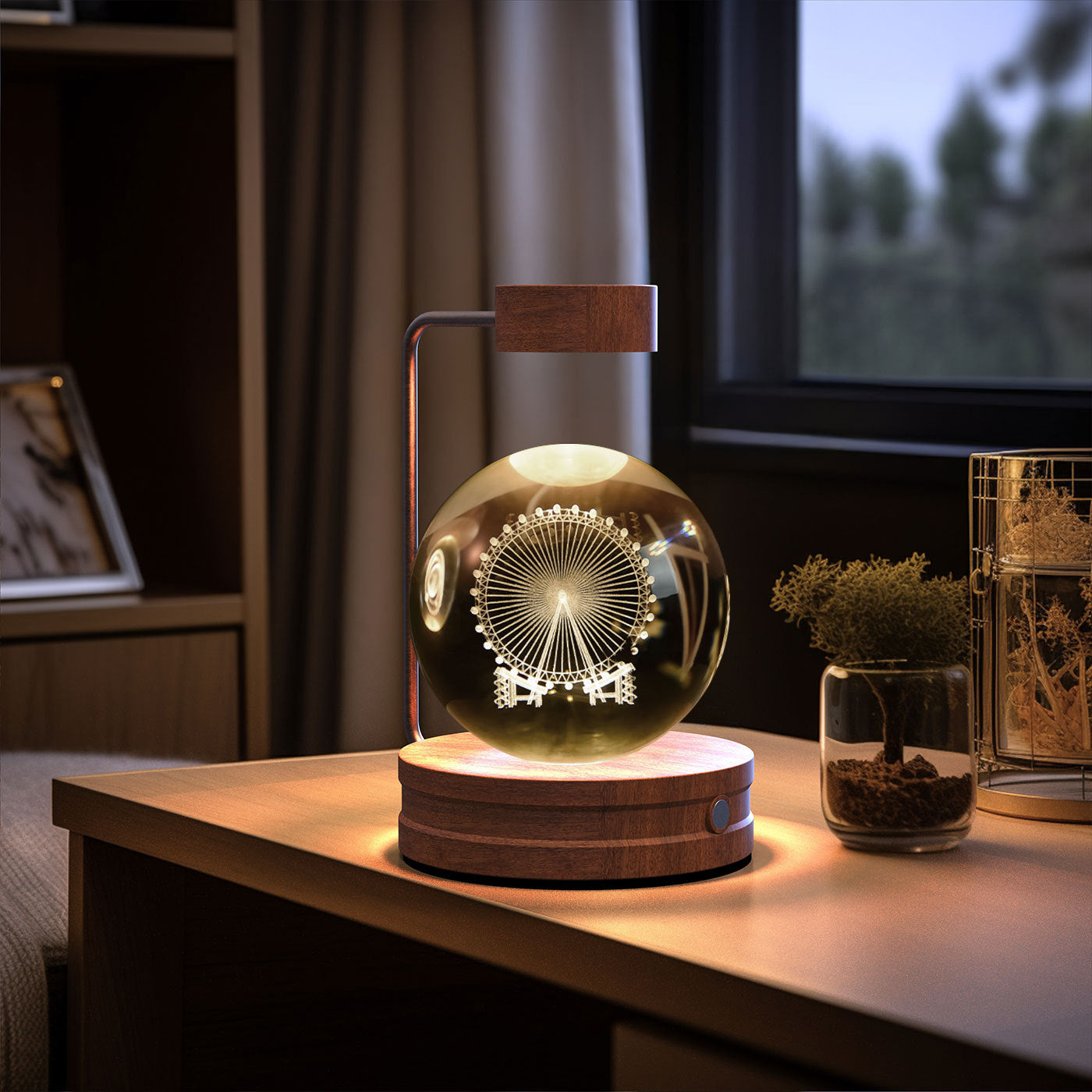 Crystal Ball Dinosaur Night Light – USB Cosmic Bedside Lamp with Warm Light, Birthday Gift
