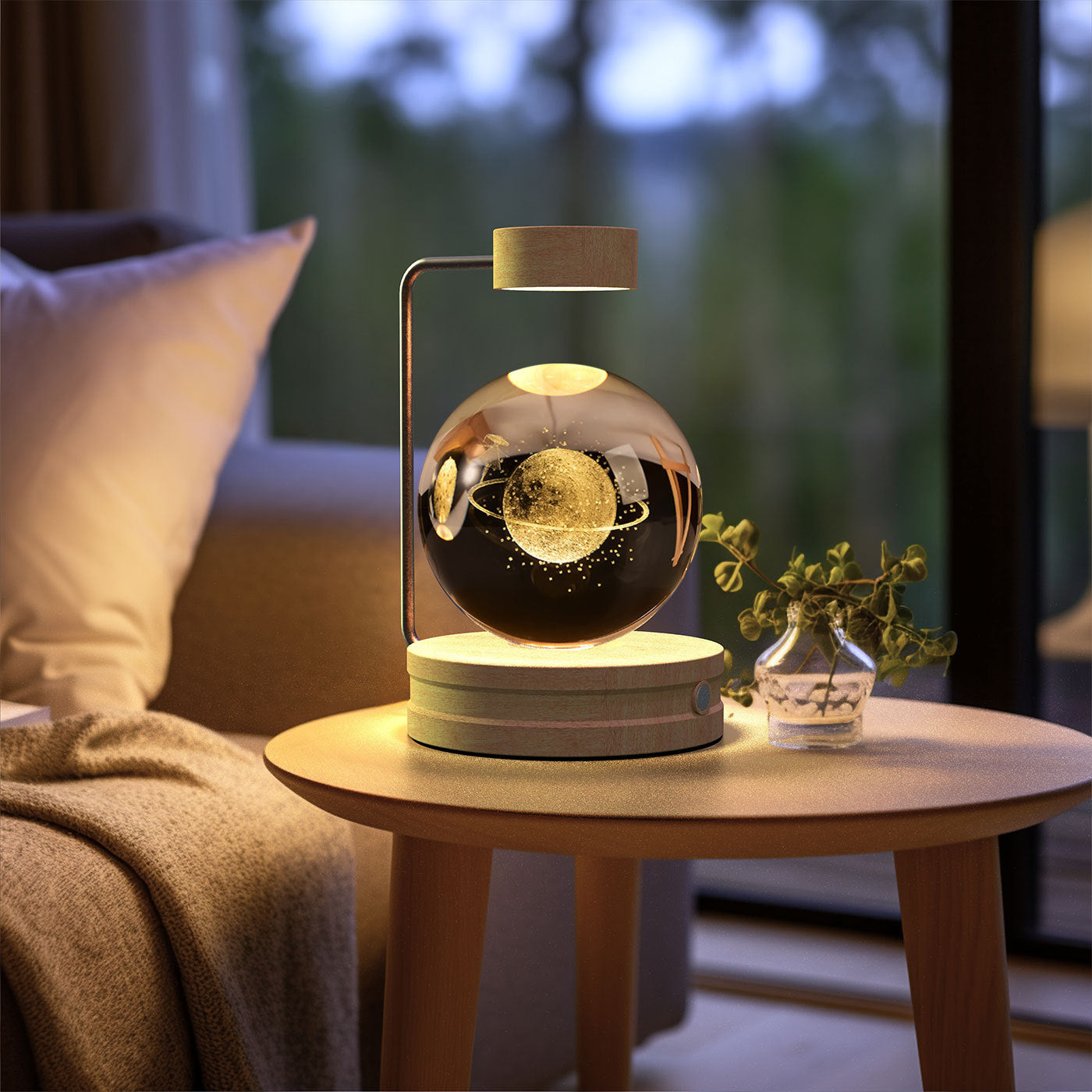Crystal Ball Dinosaur Night Light – USB Cosmic Bedside Lamp with Warm Light, Birthday Gift