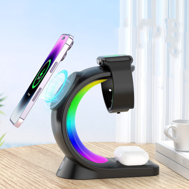 4-in-1 Magnetic Wireless Charger – Fast Charging Station with Atmosphere Light for iPhone, Apple Watch & AirPods Pro