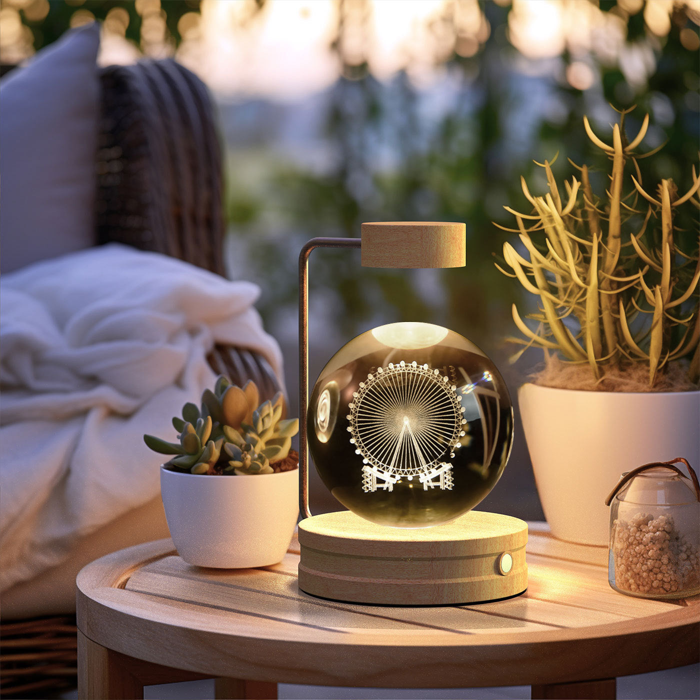 Crystal Ball Dinosaur Night Light – USB Cosmic Bedside Lamp with Warm Light, Birthday Gift