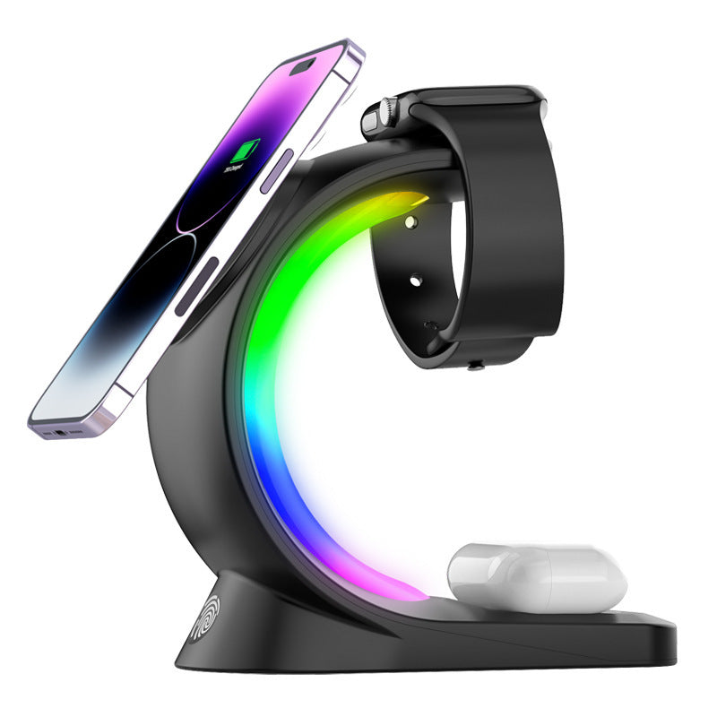 4-in-1 Magnetic Wireless Charger – Fast Charging Station with Atmosphere Light for iPhone, Apple Watch & AirPods Pro
