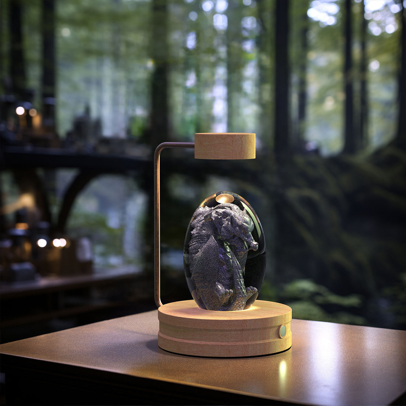 Crystal Ball Dinosaur Night Light – USB Cosmic Bedside Lamp with Warm Light, Birthday Gift