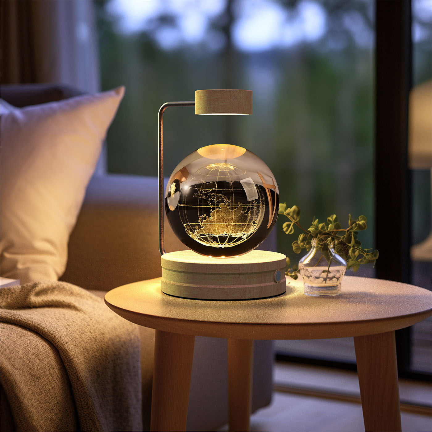 Crystal Ball Dinosaur Night Light – USB Cosmic Bedside Lamp with Warm Light, Birthday Gift