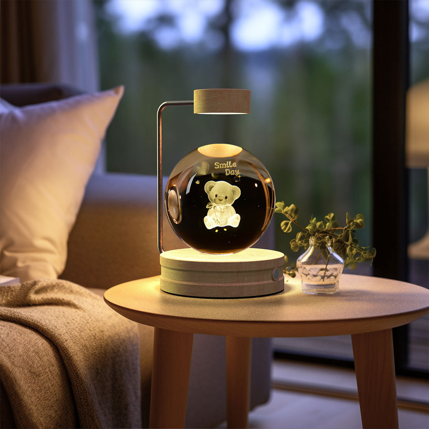 Crystal Ball Dinosaur Night Light – USB Cosmic Bedside Lamp with Warm Light, Birthday Gift