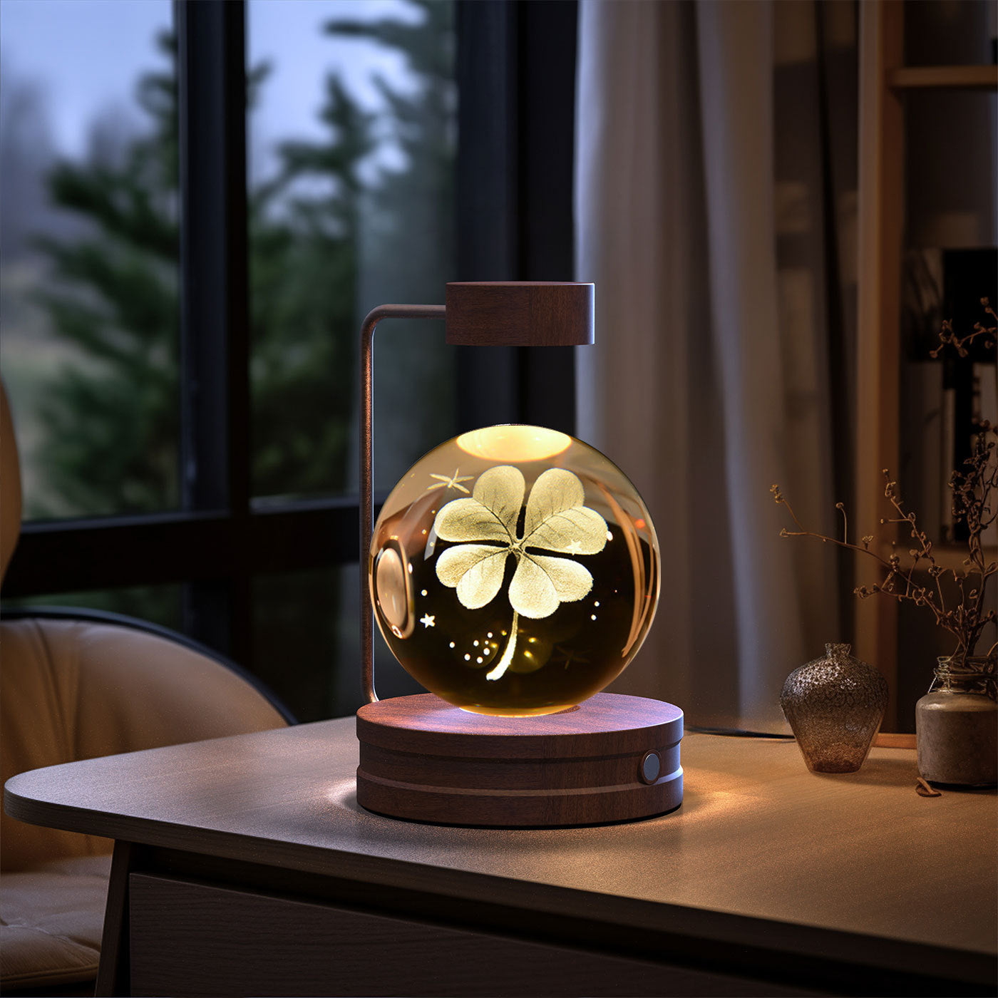 Crystal Ball Dinosaur Night Light – USB Cosmic Bedside Lamp with Warm Light, Birthday Gift
