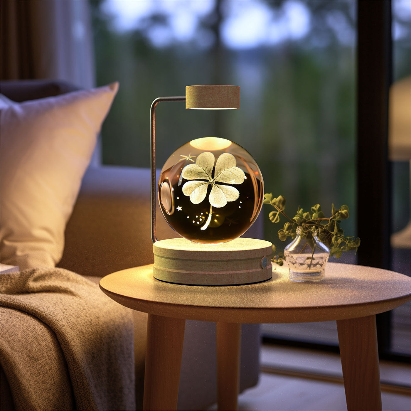 Crystal Ball Dinosaur Night Light – USB Cosmic Bedside Lamp with Warm Light, Birthday Gift