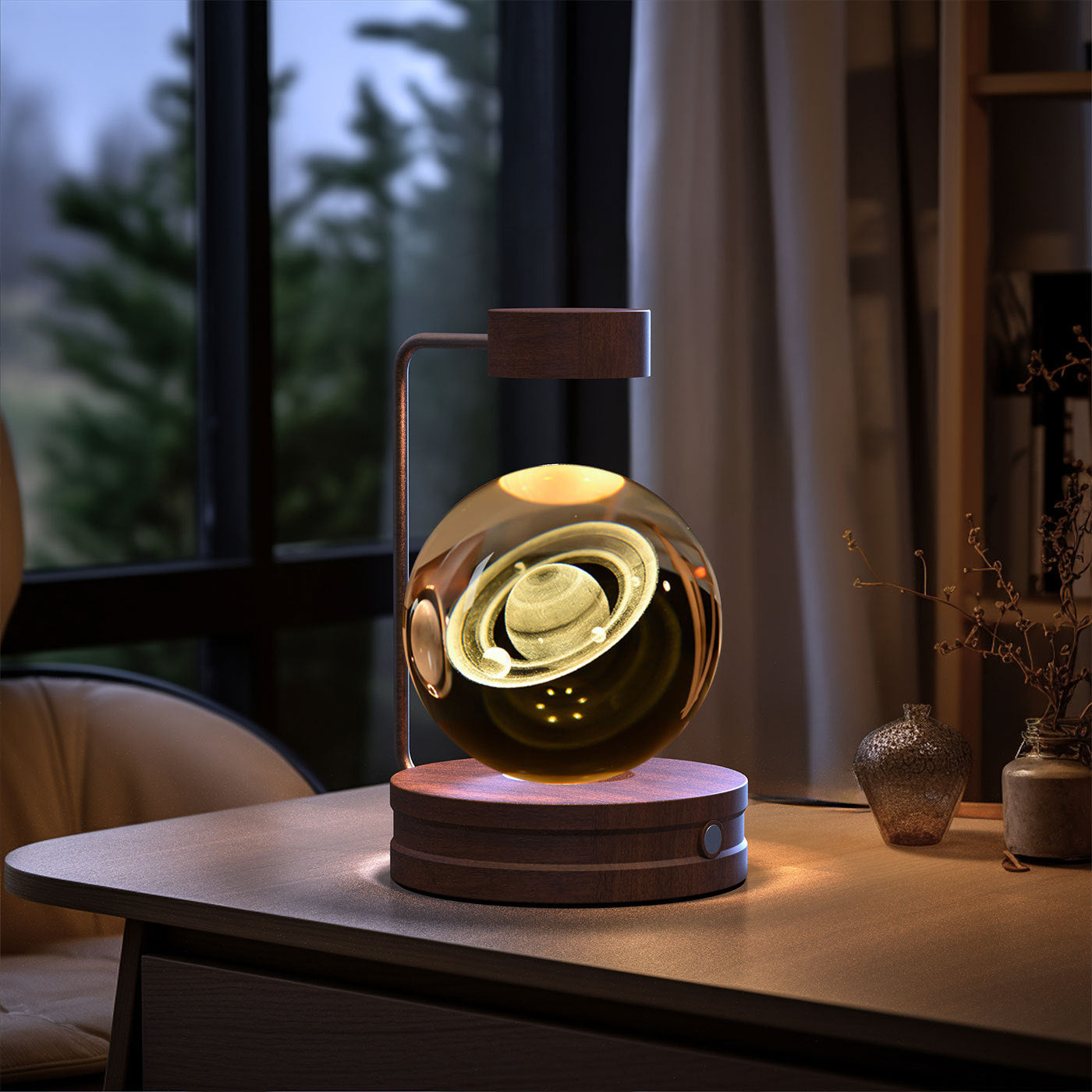 Crystal Ball Dinosaur Night Light – USB Cosmic Bedside Lamp with Warm Light, Birthday Gift