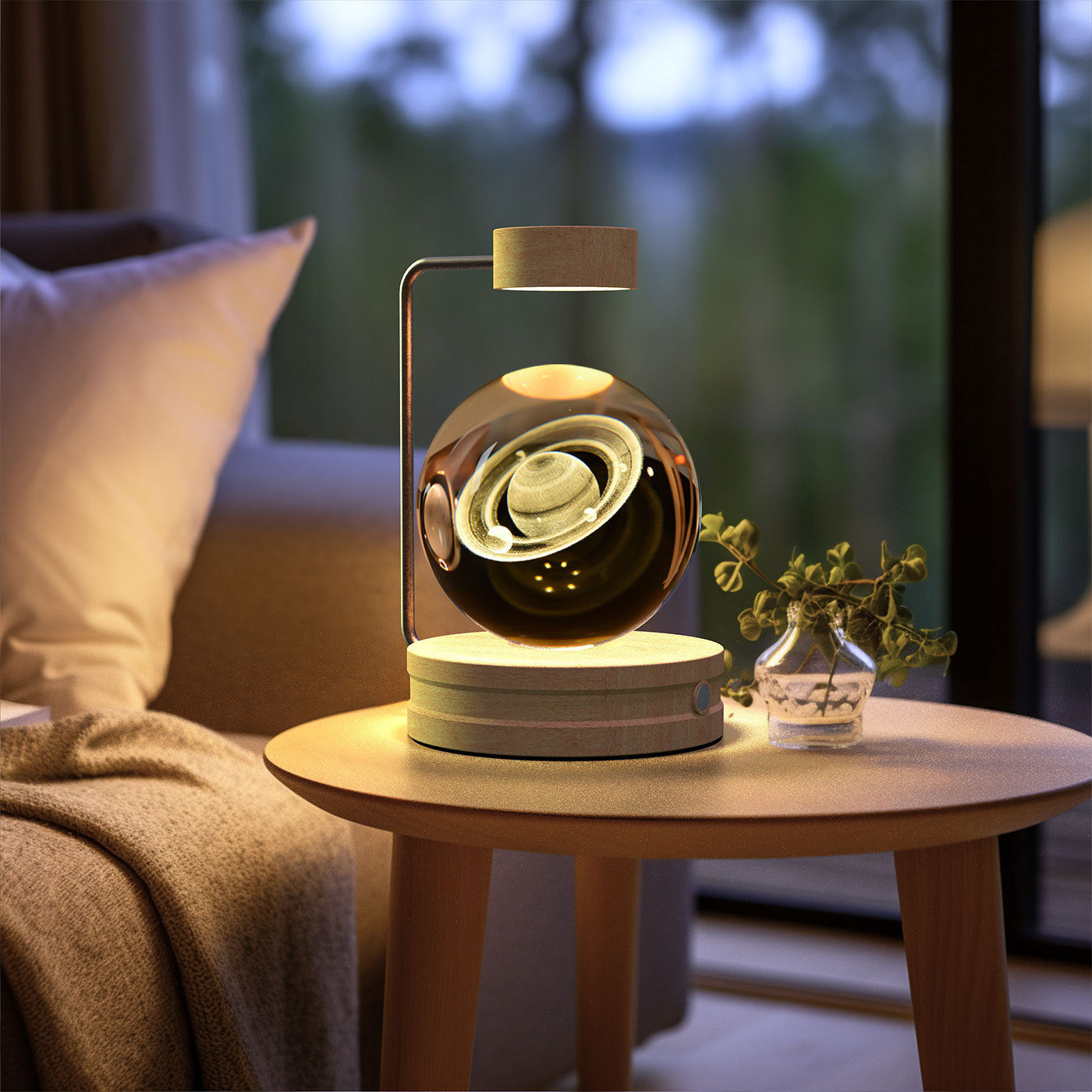 Crystal Ball Dinosaur Night Light – USB Cosmic Bedside Lamp with Warm Light, Birthday Gift