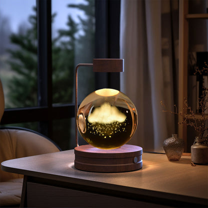 Crystal Ball Dinosaur Night Light – USB Cosmic Bedside Lamp with Warm Light, Birthday Gift