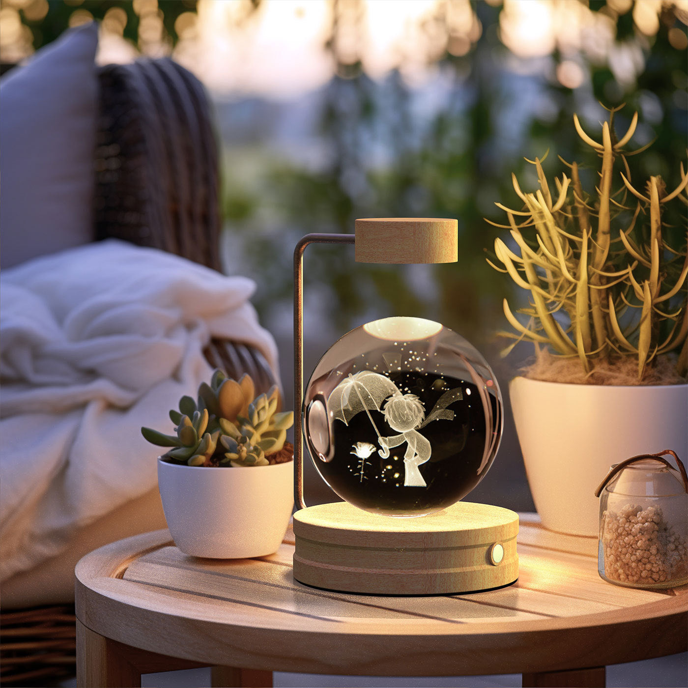 Crystal Ball Dinosaur Night Light – USB Cosmic Bedside Lamp with Warm Light, Birthday Gift