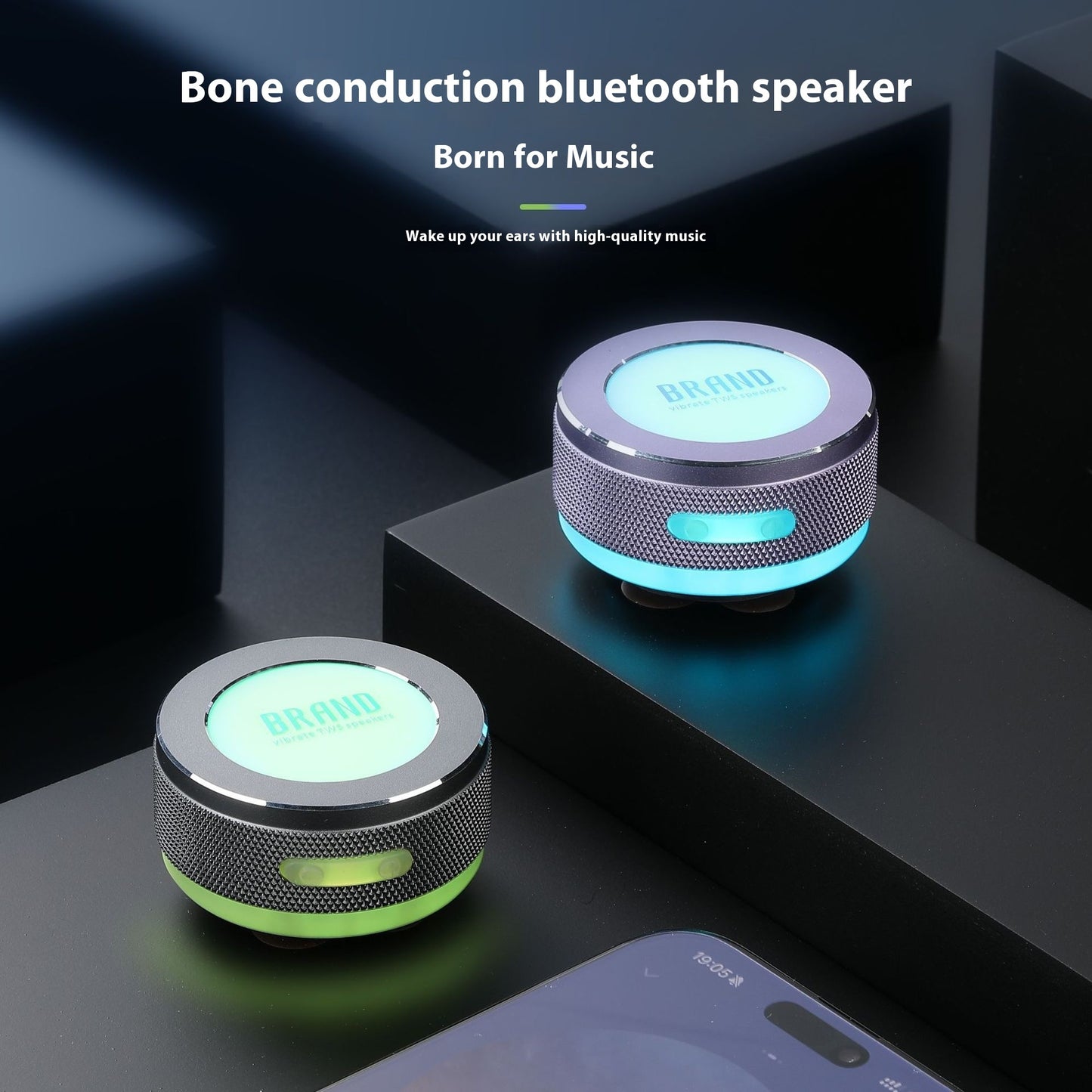 Mini Bone Conduction Bluetooth Speaker – Wireless Vibration Speaker with LED Light & Surface Adsorption
