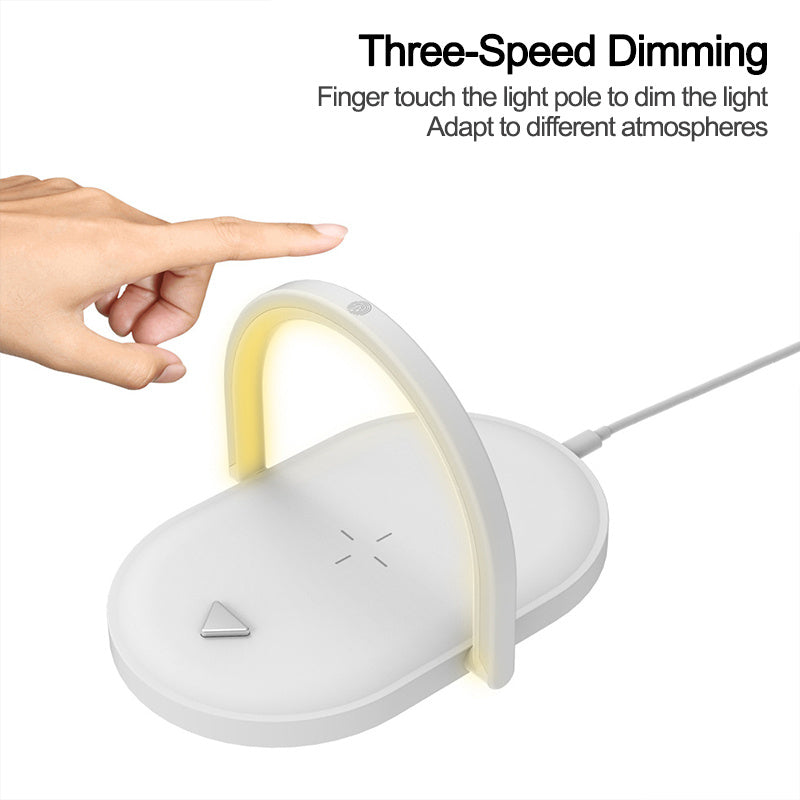 Wireless Charging Dock with Adjustable Reading Lamp – Perfect for Bedside, Desk, or Travel Use