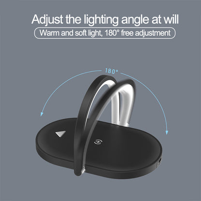 Wireless Charging Dock with Adjustable Reading Lamp – Perfect for Bedside, Desk, or Travel Use