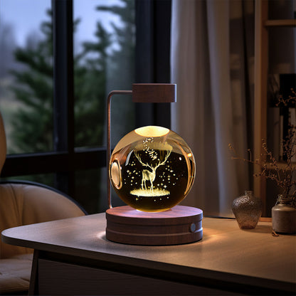 Crystal Ball Dinosaur Night Light – USB Cosmic Bedside Lamp with Warm Light, Birthday Gift