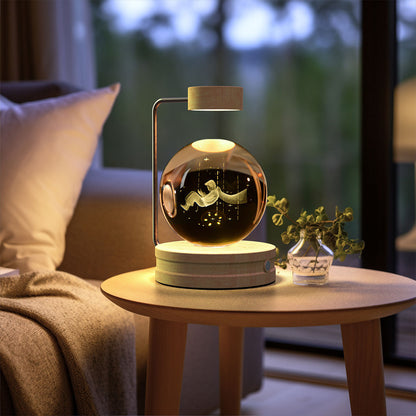 Crystal Ball Dinosaur Night Light – USB Cosmic Bedside Lamp with Warm Light, Birthday Gift