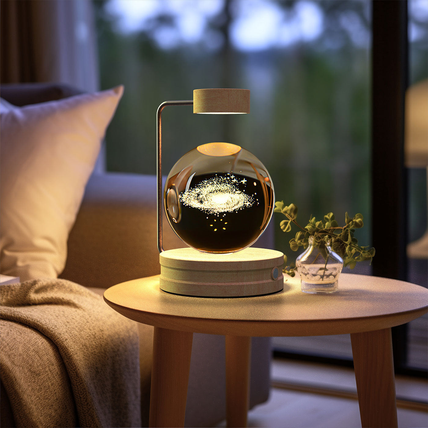 Crystal Ball Dinosaur Night Light – USB Cosmic Bedside Lamp with Warm Light, Birthday Gift