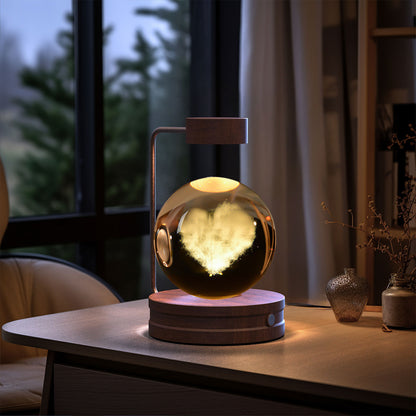 Crystal Ball Dinosaur Night Light – USB Cosmic Bedside Lamp with Warm Light, Birthday Gift