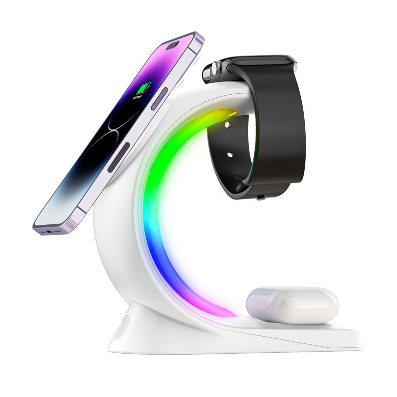 4-in-1 Magnetic Wireless Charger – Fast Charging Station with Atmosphere Light for iPhone, Apple Watch & AirPods Pro