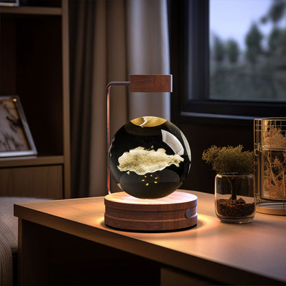 Crystal Ball Dinosaur Night Light – USB Cosmic Bedside Lamp with Warm Light, Birthday Gift