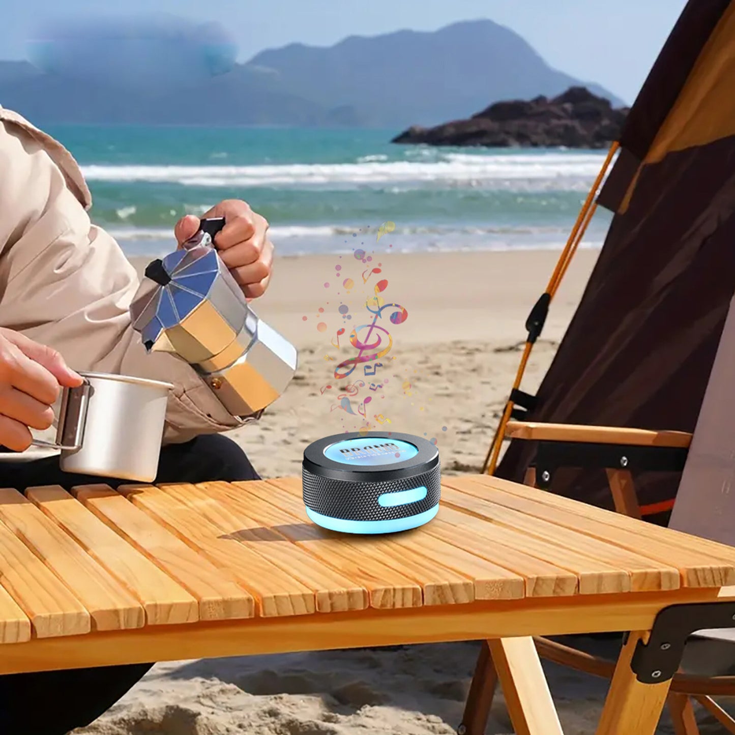 Mini Bone Conduction Bluetooth Speaker – Wireless Vibration Speaker with LED Light & Surface Adsorption