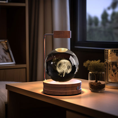 Crystal Ball Dinosaur Night Light – USB Cosmic Bedside Lamp with Warm Light, Birthday Gift