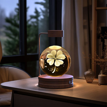 Crystal Ball Dinosaur Night Light – USB Cosmic Bedside Lamp with Warm Light, Birthday Gift