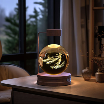 Crystal Ball Dinosaur Night Light – USB Cosmic Bedside Lamp with Warm Light, Birthday Gift