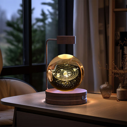 Crystal Ball Dinosaur Night Light – USB Cosmic Bedside Lamp with Warm Light, Birthday Gift