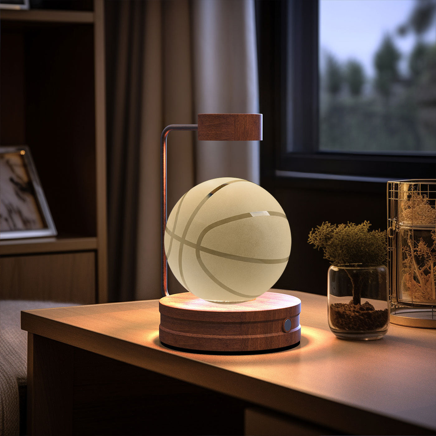 Crystal Ball Dinosaur Night Light – USB Cosmic Bedside Lamp with Warm Light, Birthday Gift