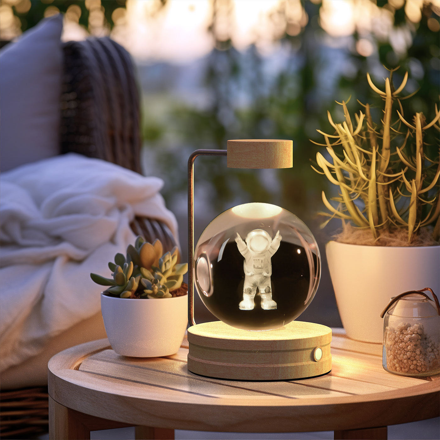 Crystal Ball Dinosaur Night Light – USB Cosmic Bedside Lamp with Warm Light, Birthday Gift