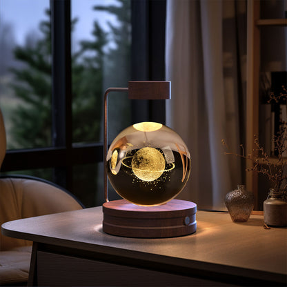 Crystal Ball Dinosaur Night Light – USB Cosmic Bedside Lamp with Warm Light, Birthday Gift
