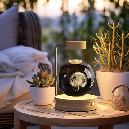 Crystal Ball Dinosaur Night Light – USB Cosmic Bedside Lamp with Warm Light, Birthday Gift