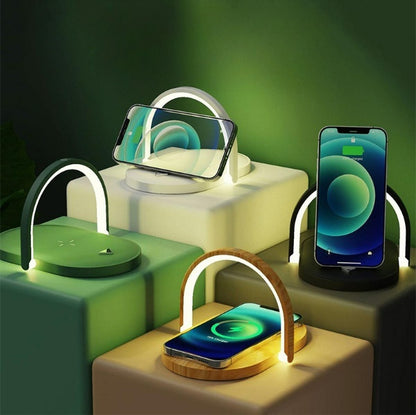 Wireless Charging Dock with Adjustable Reading Lamp – Perfect for Bedside, Desk, or Travel Use