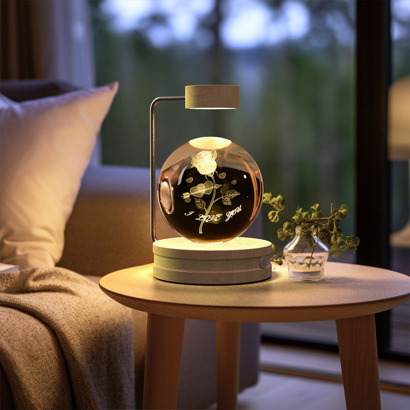 Crystal Ball Dinosaur Night Light – USB Cosmic Bedside Lamp with Warm Light, Birthday Gift