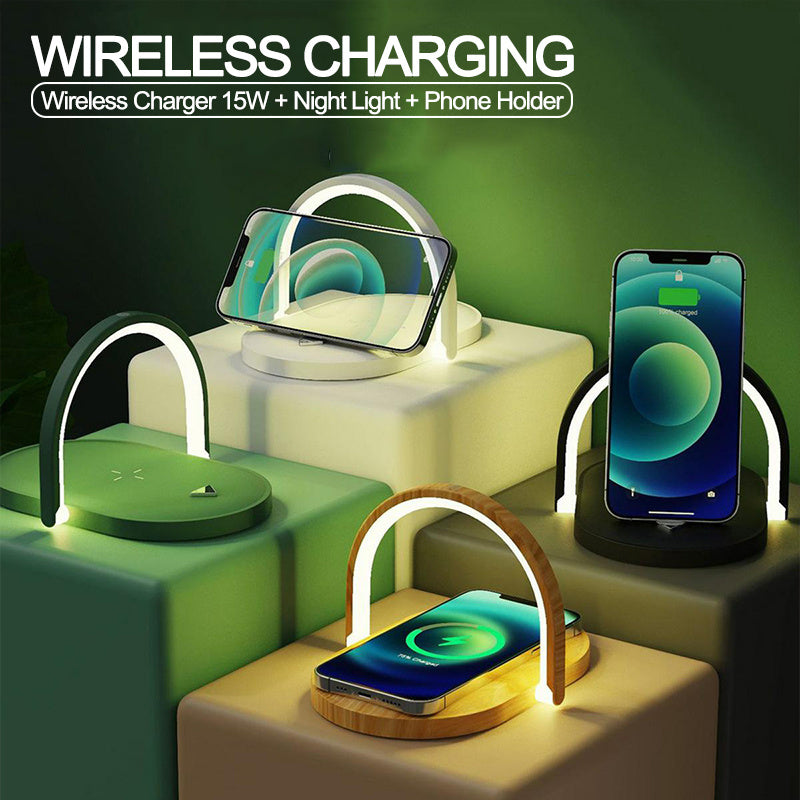 Wireless Charging Dock with Adjustable Reading Lamp – Perfect for Bedside, Desk, or Travel Use