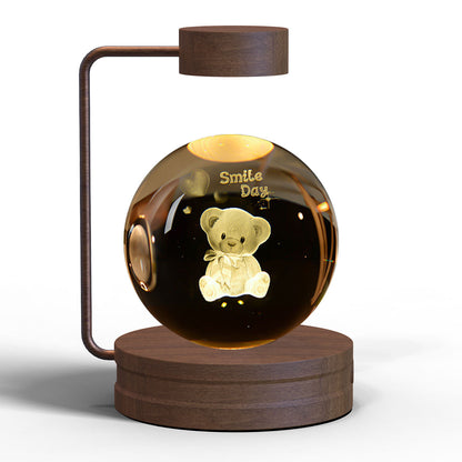 Crystal Ball Dinosaur Night Light – USB Cosmic Bedside Lamp with Warm Light, Birthday Gift