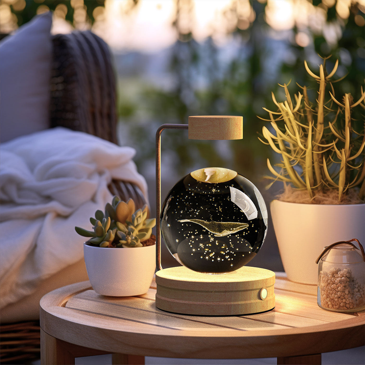 Crystal Ball Dinosaur Night Light – USB Cosmic Bedside Lamp with Warm Light, Birthday Gift
