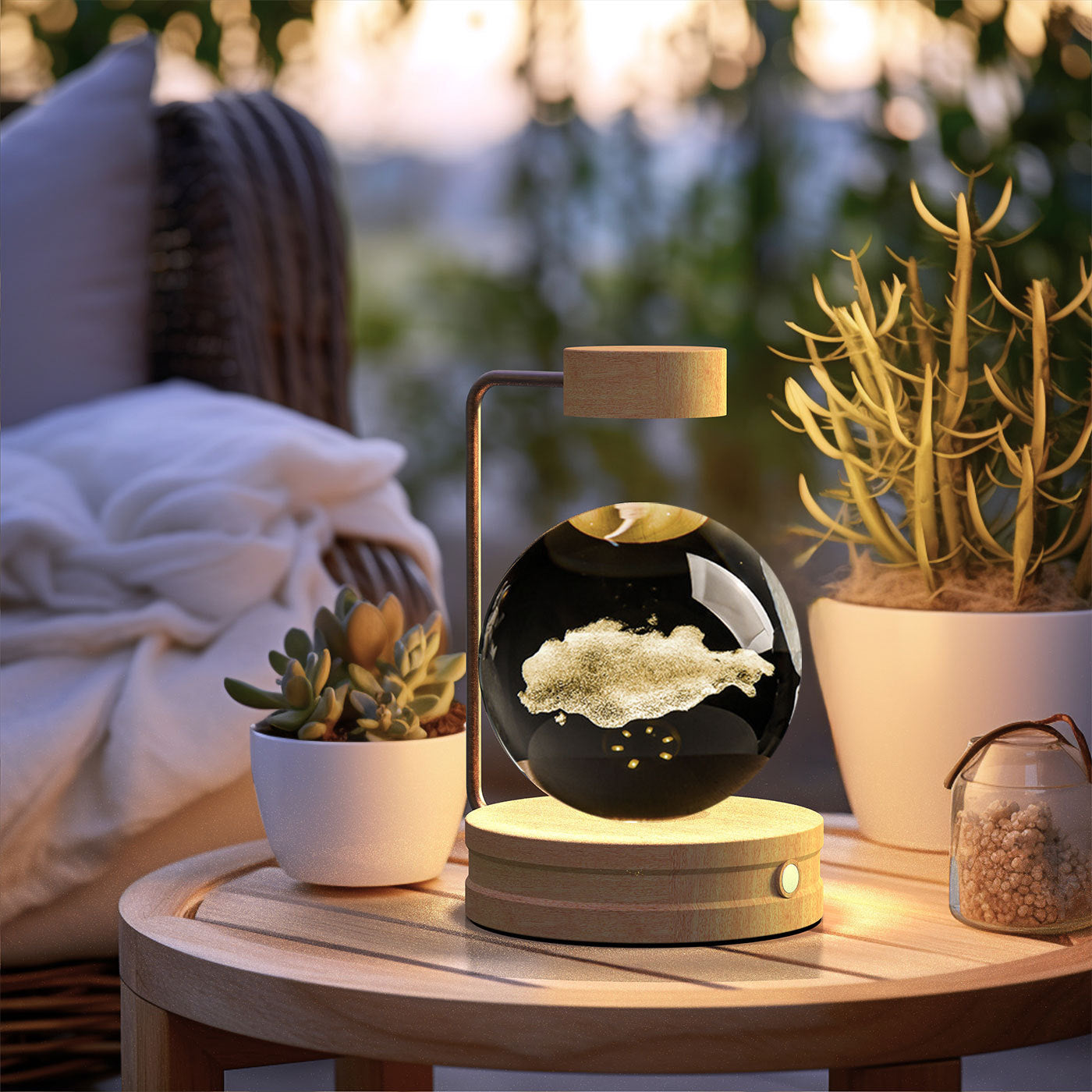 Crystal Ball Dinosaur Night Light – USB Cosmic Bedside Lamp with Warm Light, Birthday Gift