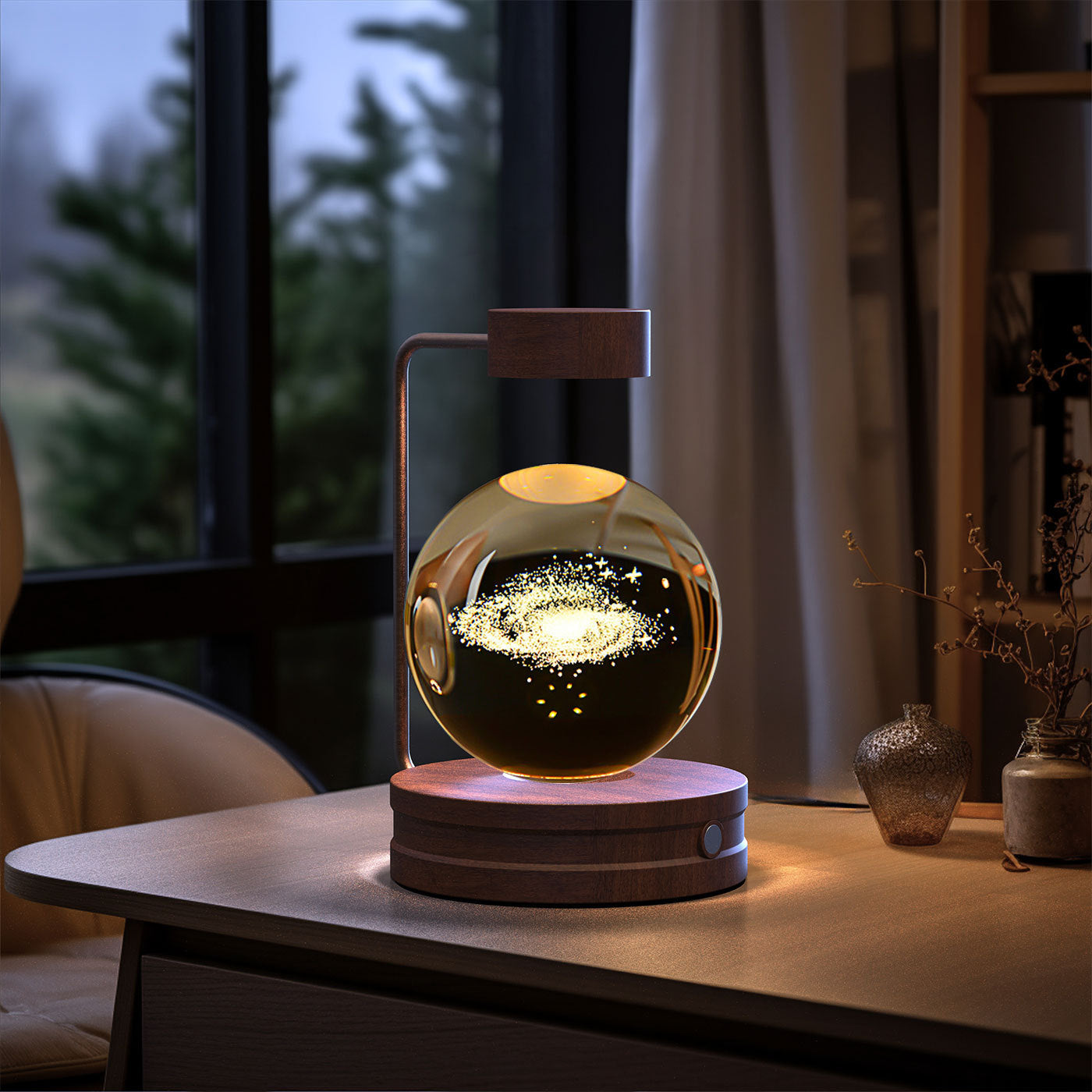 Crystal Ball Dinosaur Night Light – USB Cosmic Bedside Lamp with Warm Light, Birthday Gift